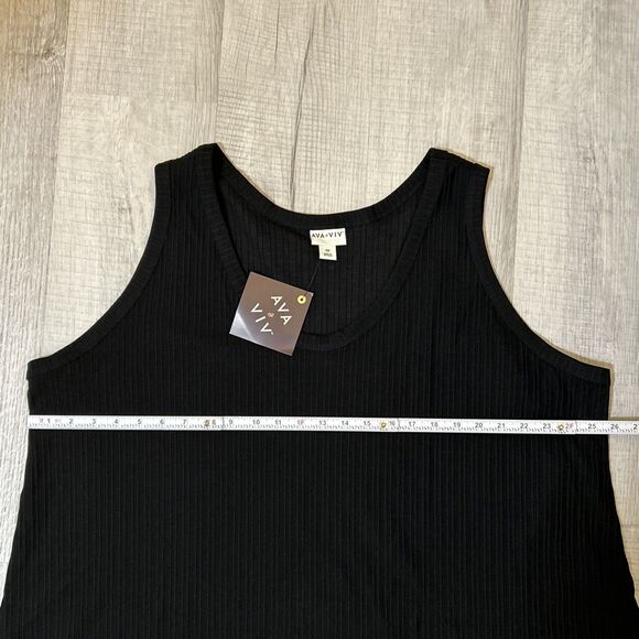 NWT Ava & Viv Tank Top 3X Black Plus Size Ribbed Cotton Blend Sleeveless Shirt - Picture 12 of 16